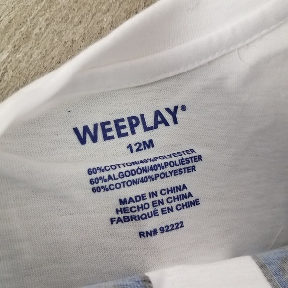 NEW Weeplay Kids Boys 12m 2 pcs Set Long Sleeve T-Shirt Tee Pants Sweatpants - Picture 5 of 5